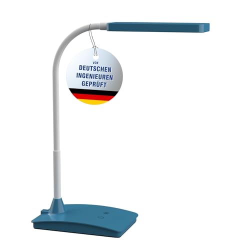 Maul LED Tischleuchte MAULpearly colour vario | Schreibtischlampe dimmbar | Leistungsstarke Arbeitsplatzleuchte | Schreibtischlampe mit 3000-6500K | Lampe für Schreibtisch, Büro | Atlantic blue von Maul