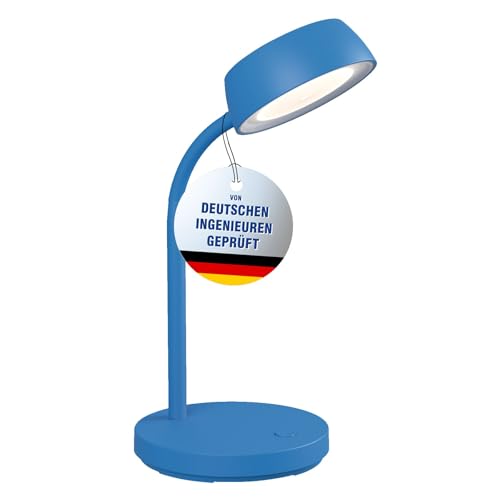 Maul Schreibtischlampe LED MAULabby | Kleine Schreibtischlampe mit Standfuß | Moderne Tischlampe für Schreibtisch, Büro | Flexible LED Lampe mit 3000K warmweißem LED Licht | Blau von Maul