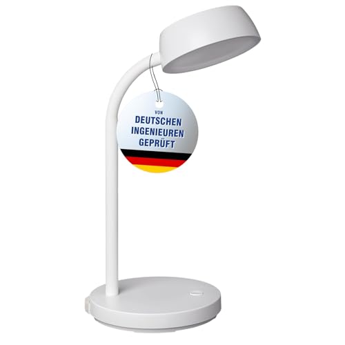 Maul Schreibtischlampe LED MAULabby | Kleine Schreibtischlampe mit Standfuß | Moderne Tischlampe für Schreibtisch, Büro | Flexible LED Lampe mit 3000K warmweißem LED Licht | Weiß von Maul