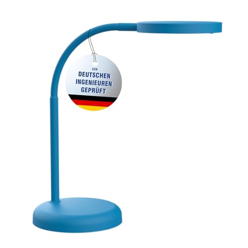 Maul Schreibtischlampe LED MAULjoy | Kleine Schreibtischlampe mit Standfuß | Moderne Tischlampe für Schreibtisch, Büro | Flexible LED Lampe mit 3000K warmweißem LED Licht | Atlantic Blue von Maul
