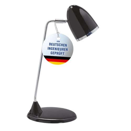 MAUL Schreibtischlampe LED Maulstarlet | Schreibtischlampe im Vintage Look | Stilvolle Lampe aus Metall mit 3000K Farbtemperatur | LED Tischleuchte mit Standfuß für Schreibtisch | Schwarz von Maul