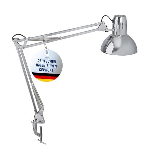 MAUL LED Schreibtischlampe MAULstudy | verstellbare Klemmleuchte mit Gelenkarm für Büro, Arbeitszimmer und Schreibtisch | elegante Bürolampe aus Metall | exklusive LED-Leuchtmittel | Chrome von Maul