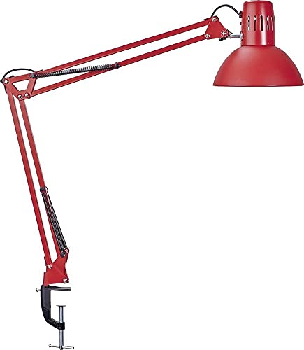 Maul LED Schreibtischlampe MAULstudy | verstellbare Klemmleuchte mit Gelenkarm für Büro, Arbeitszimmer und Schreibtisch | elegante Bürolampe aus Metall | exklusive LED-Leuchtmittel | Rot von Maul