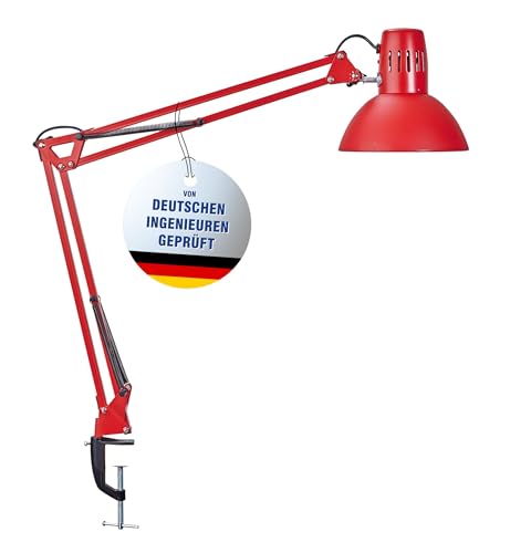 Maul LED Schreibtischlampe MAULstudy | verstellbare Klemmleuchte mit Gelenkarm für Büro, Arbeitszimmer und Schreibtisch | elegante Bürolampe aus Metall | exklusive LED-Leuchtmittel | Rot von Maul