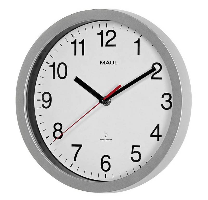MAUL Uhr MAUL 9052595 Wanduhr/Funkuhr MAULrun Durchmesser: 250 mm silber(T) von MAUL
