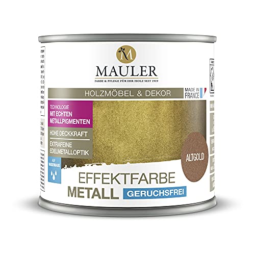 Mauler Goldfarbe Mettalic Altgold 0,125L gealtert Echte Metallpigmente. Innen und aussenbereich : Holz, Metall, Gips, PVC von Mauler