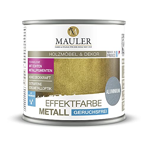 Mauler Goldfarbe Mettalic Aluminium 0,125L Echte Metallpigmente. Innen und aussenbereich : Holz, Metall, Gips, PVC von Mauler
