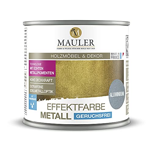 Mauler Goldfarbe Mettalic Aluminium 0,5L Echte Metallpigmente. Innen und aussenbereich : Holz, Metall, Gips, PVC von Mauler