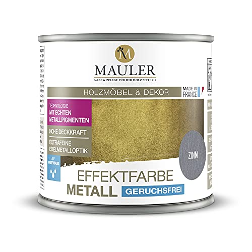 Mauler Goldfarbe Mettalic Zinn 5L Echte Metallpigmente. Innen und aussenbereich : Holz, Metall, Gips, PVC von Mauler