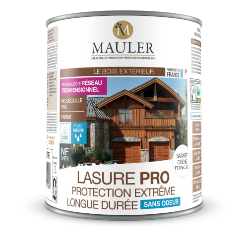 Lasur - Holzschutz für den Außenbereich - UV- und Wetterschutz - Langzeitiger Satin Dunkle Eiche 1L MAULER von Mauler