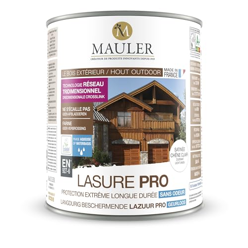 Lasur - Holzschutz für den Außenbereich - UV- und Wetterschutz - lange Dauer Satin Eiche hell 2L5 MAULER von Mauler