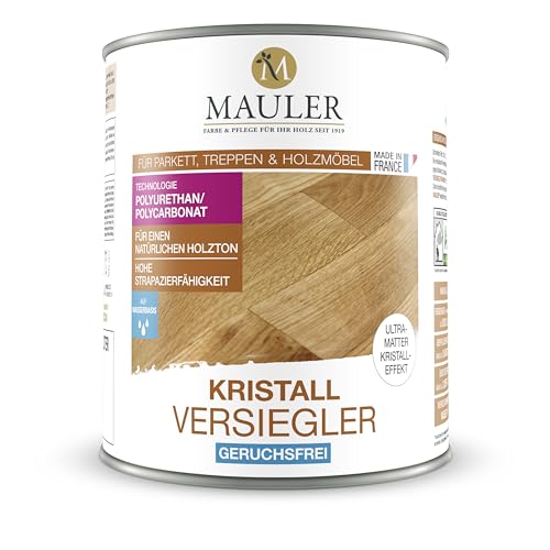 MAULER Treppen und Parkettlack Matt Unsichtbar Versiegelung - Kristall Versiegler Mauler 1L - Extrem Schutz Krätzer, Flecken, Abnützung, ECOLABEL, Geruch : Sehr gering Profi Qualität, Farblos von Mauler