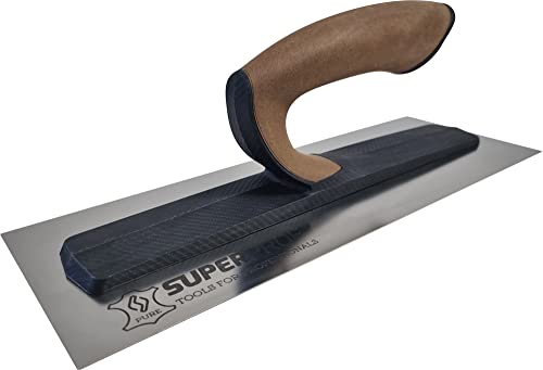 Super Prof by Maurerfreund, FLEX Comfort-Glättekelle, Extraleichte Carbon-Stütze mit Ledergriff, sehr flexibles Edelstahl-Blatt 0,3mm (405x120) von Maurerfreund