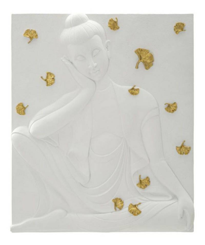 Mauro Ferretti Wandbild Buddha Wandbild 46 x 55,5 x 5,7 cm Harz Gold Weiß von Mauro Ferretti