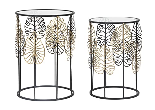 mauro ferretti TAVOLINETTI Foglie Glam Coppia CM Ø 38 x 55 - 33 x 50 cm von Mauro Ferretti