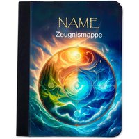 4 Elemente Zeugnismappe Personalisiert | Mit Namen Urkundenmappe Feuer Erde Wasser Luft von MausDesign