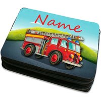 Federmäppchen Personalisiert Z.b. Mit Namen Inkl. Inhalt Motiv Feuerwehr von MausDesign