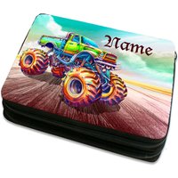 Federmäppchen Personalisiert Z.b. Mit Namen Inkl. Inhalt Motiv Monstertruck von MausDesign