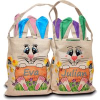 Ostertasche Mit Namen Oder Anderem Text | 4 Farben Groß Ohren Osterkorb Personalisiert Osterkörbchen Kinder von MausDesign