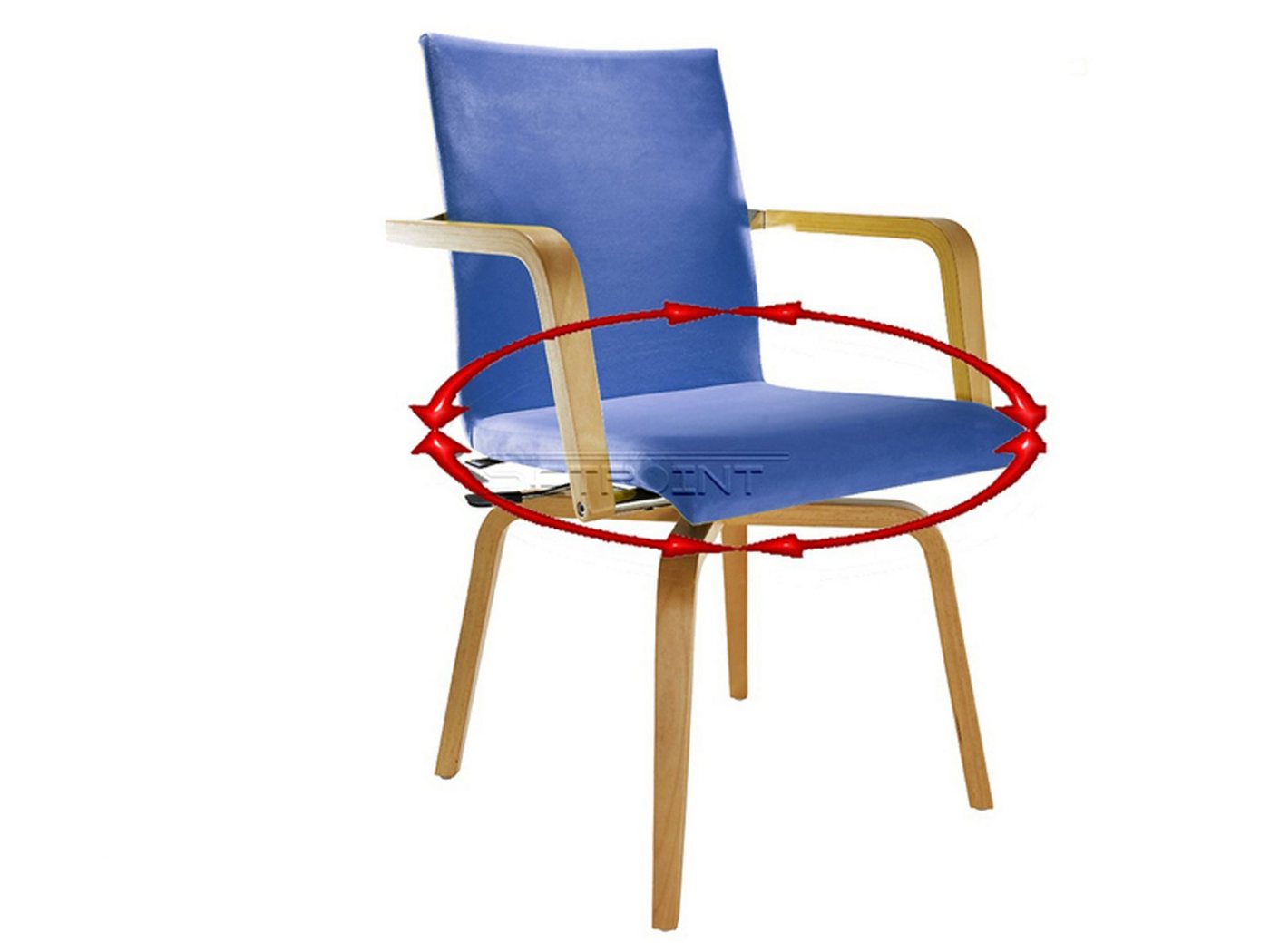 Mauser Sitzkultur Armlehnstuhl, Pflegestuhl, Senioren-stuhl mit Armlehnen, Drehstuhl Stoff-bezug Blau von Mauser Sitzkultur