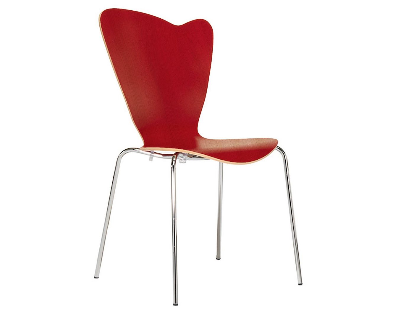 Mauser Sitzkultur Stapelstuhl, ergonomisch-er Schalenstuhl Wartezimmerstuhl, Gastro Bistro-stuhl Rot von Mauser Sitzkultur