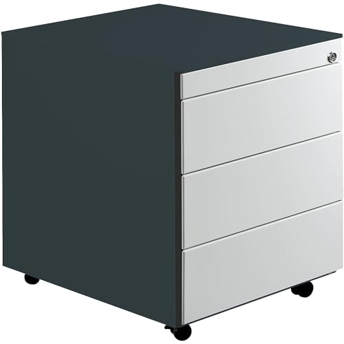 Mauser | Schubladencontainer mit Rollen | HxT 570 x 600 mm | Stahlplatte | 3 Schubladen | anthrazitgrau/lichtgrau von Mauser