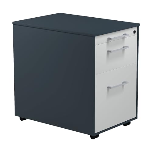 Mauser | Schubladencontainer auf Rollen | HxT 570 x 600 mm | 1 Materialschub | 1 Hängeregistratur | anthrazitgrau/lichtgrau/anthrazitgrau von Mauser