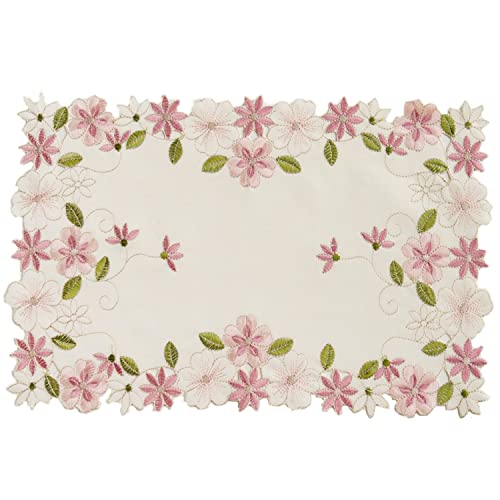 2Stück Blume bestickte Tischsets, süße rosa Blumen Tischsets, Vasenauflagen für den Heimgebrauch Küche und Esszimmer Hochzeit Party Dekoration, 28 x 43cm (rosa Blume, rechteckig) von Mausouca