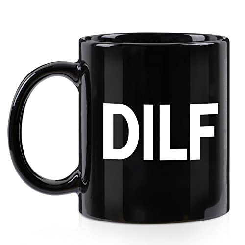 Maustic DILF Kaffeetasse – Valentinstagsgeschenke für ihn, lustige Kaffeetasse für Männer, Geschenke für Ehemann, Freund, Vater, Geschenkideen für Vatertag, Weihnachten, Geburtstag, Jahrestag, 325 ml, von Maustic