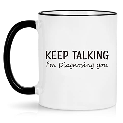 Maustic Psychologische Geschenke, "Keep Talking I'm Diagnosing You", Kaffeetasse, Sozialarbeiter, Schulberater, Therapeuten, Geschenke, 325 ml von Maustic