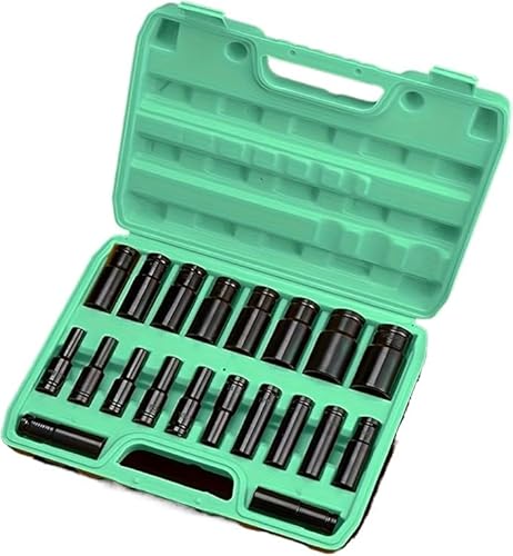 20tlg. Steckschlüssel Set 1/2 Zoll – Tiefes Impact Nuss Set 8–32mm – Chrom-Vanadium-Stahl, Schwarz beschichtet, Schlagfest & Langlebig – Stecknuss Satz für Schlagschrauber, Drehmomentschlüssel, Bohrma von Mautopily