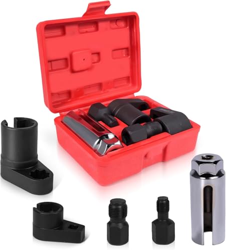 5-tlg. O2-Sauerstoffsensor Steckschlüssel Set 22mm – 3/8" & 1/2" Antrieb, Kompatibel mit VW, BMW, Mercedes, Skoda, Audi – Gewindereparatur Werkzeug mit Aufbewahrungsbox von Mautopily