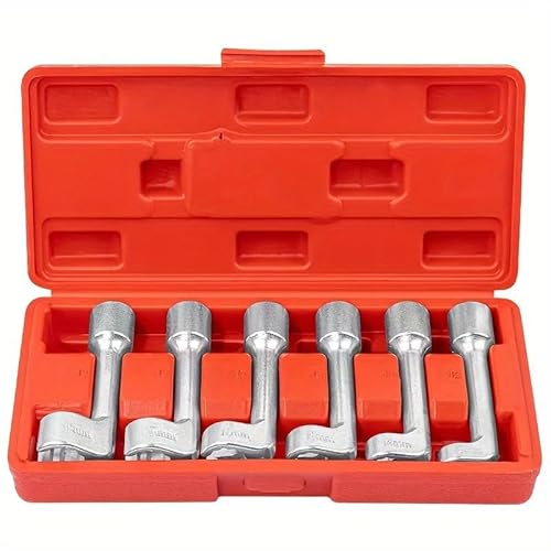 6-tlg Diesel-Injektor-Steckschlüssel Satz 12–19mm | 1/2" Antrieb Offener Ringschlüssel | Leitungsschlüssel-Satz für Injektoren, Einspritzdüsen, Bremsschläuche, Hydraulikleitungen | Cr-V Stahl von Mautopily