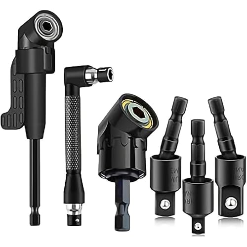 6-tlg. Winkelbohrer Adapter Set | 105° & 90° Winkelaufsatz für Akkuschrauber | 1/4" 3/8" 1/2" Steckschlüsseladapter | Schlagfest, Magnetisch, Flexibel für enge Räume, Werkstatt & Heimwerken von Mautopily