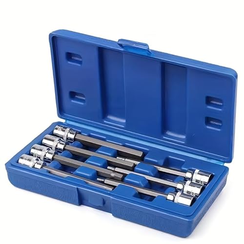 7 tlg Innensechskant Steckschlüssel Satz | 3/8 Zoll Bit-Einsatz mit extra langem 110mm Schaft | Chrom-Vanadium Werkzeug Set in Aufbewahrungsbox | 3-10mm Hexagon Schlüssel für Auto & Werkstatt von Mautopily