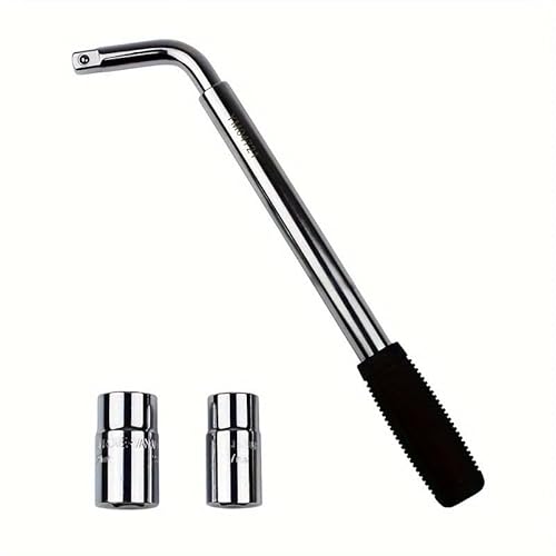 Ausziehbarer Radmutternschlüssel 35–50cm, L-förmiger Teleskop Steckschlüssel mit 2 Doppel-Stecknüssen 17/19/21/23mm, Chrom-Vanadium Reifenmutternschlüssel für Auto, SUV, Motorrad, Notfallwerkzeug von Mautopily