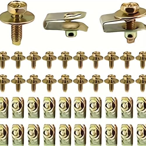 Mautopily 20-teiliges Kfz-Befestigungsset – M6-Gewindebolzen mit 17 mm Unterlegscheiben und U-Mutter-Clips, universelle Befestigung unter Motorhaube, Stoßstange, Spritzschutz-Befestigungen für von Mautopily