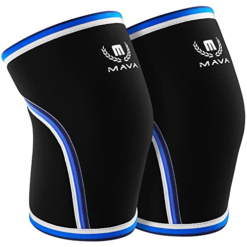 Mava Sports Kompressions-Knieschoner für Männer und Frauen, Perfektes 7 mm Neopren Material für Powerlifting, Gewichtheben, Bodybuilding, Gym Training Schwarz, S von Mava Sports