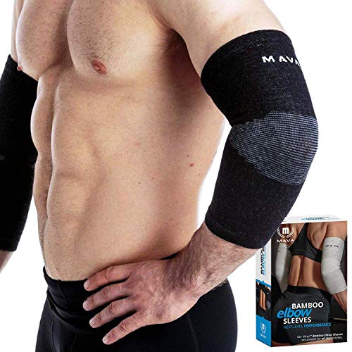 Mava Sports Recovery Compression Elbow Sleeve – Support for Workouts, Exercise Arthritis, Tendonitis, Tennis Elbow and Golfer's Elbow – Bamboo Carbon Fiber Athletic Elbow Compression Sleeve von Mava Sports