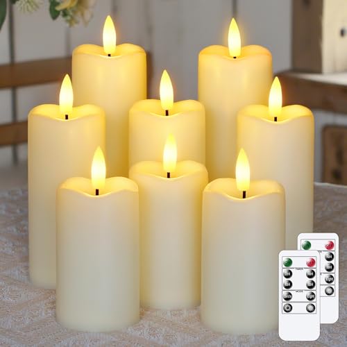 Mavandes Packung mit 8 flammenlos flackernden LED-Kerzen mit 2 Fernbedienungen und Timerfunktion, 5,3cm x 11cm 14cm 17cm Elfenbeinfarbene batteriebetriebene Kunststoffkerzen Mavandes Packung mit 8 flammenlos flackernden LED-Kerzen mit 2 Fernbedienungen und Timerfunktion, 5,3cm x 11cm 14cm 17cm Elfenbeinfarbene batteriebetriebene Kunststoffkerzen von Mavandes