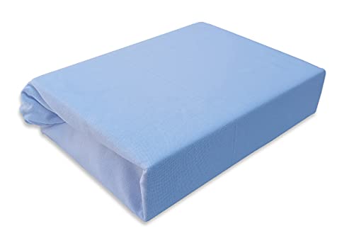 Spannbettlaken Kinderbett Inkontinenz Wasserdicht Jersey mit Polyurethane Membrane 60x120 70x140 80x160 Hohe Gewicht 180g/m2 (Blau, 60x120) von Mavantara