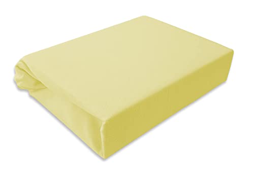 Spannbettlaken Kinderbett Jersey 60x120 70x140 80x160 Top Qualität Hohe Gewicht 180g/m2 (80X160, Gelb) von Mavantara