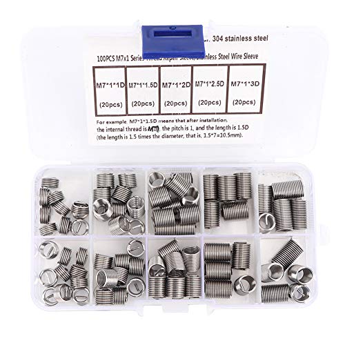 M7 100pcs Edelstahldrahtgewinde Reparatureinsatzeinsatz für die Reparatur der Schraubenanschlussfestigkeit eingestellt von Mavaol
