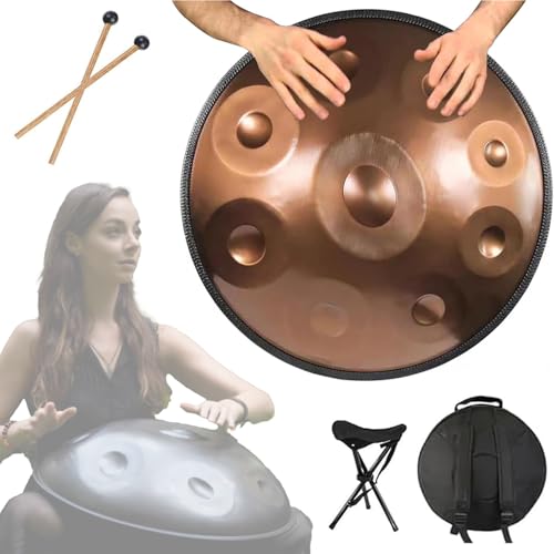 Mavdecll 22 -Zoll -Handpan -Trommel, 9 Notizen Percussion Instrument, 440Hz D Minor Stahlhandtrommel Produziert Angenehme Resonanz, Hochwertiger Stahl Für Straßenmusik von Mavdecll