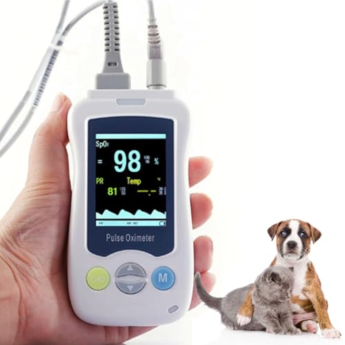Veterinär-Pulsoximeter, Handheld Vet Oximeter Für Katzen Und Hunde, Haustiere Pulsfrequenz-Monitor, Mit SPO2-Sensor Für Ohr Und Zunge, 2,8-Zoll-Display, Für Die Überwachung Der Tiergesundheit von Mavdecll
