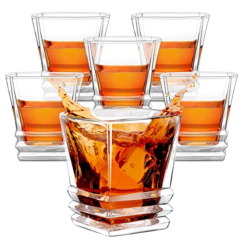 Maverton 6er Whisky Gläser Set 280 ml - Whiskygläser mit effektvollem Design - edle Kristallgläser für Whiskygenießer - Whiskey Gläser Set zum Geburtstag - Bourbon Gläser zu Weihnachten von Maverton