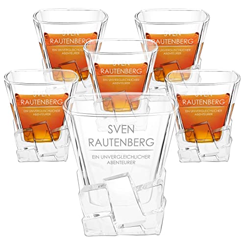 Maverton 6er Whisky Gläser Set mit Gravur - 250ml personalisiert - edles Kristallglas - zum Geburtstag - für Männer - Whiskygläser Set mit luxuriösem Design - unvergleichlich von Maverton