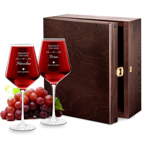 Maverton Avant-Garde 2 Weingläser mit Gravur - 2er Weingläser Set - 490 ml - personalisiert - Rotweinglas Weißweinglas - Geschenk Hochzeit Hochzeitstag Paar Eltern - Ornament von Maverton