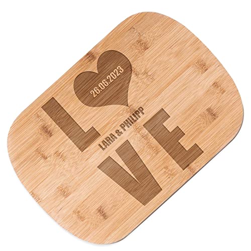 Maverton Bambusholzbrett mit Gravur - Schneidebrett aus Bambus - Küchenbrett - Größe: 35x25 cm - für Paare - zum Hochzeitstag - zur Hochzeit - zu Weihnachten - Love Maverton Bambusholzbrett mit Gravur - Schneidebrett aus Bambus - Küchenbrett - Größe: 35x25 cm - für Paare - zum Hochzeitstag - zur Hochzeit - zu Weihnachten - Love von Maverton