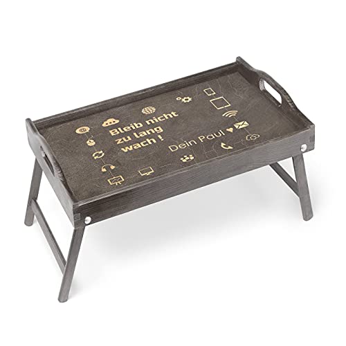 Maverton Betttablett mit Gravur - personalisiert - Sofatisch mit Griffen - klappbar - erhöhter Rand - Geburtstagsgeschenk für Frauen - Einzugsgeschenke - Grau - Lapdesk Maverton Betttablett mit Gravur - personalisiert - Sofatisch mit Griffen - klappbar - erhöhter Rand - Geburtstagsgeschenk für Frauen - Einzugsgeschenke - Grau - Lapdesk von Maverton